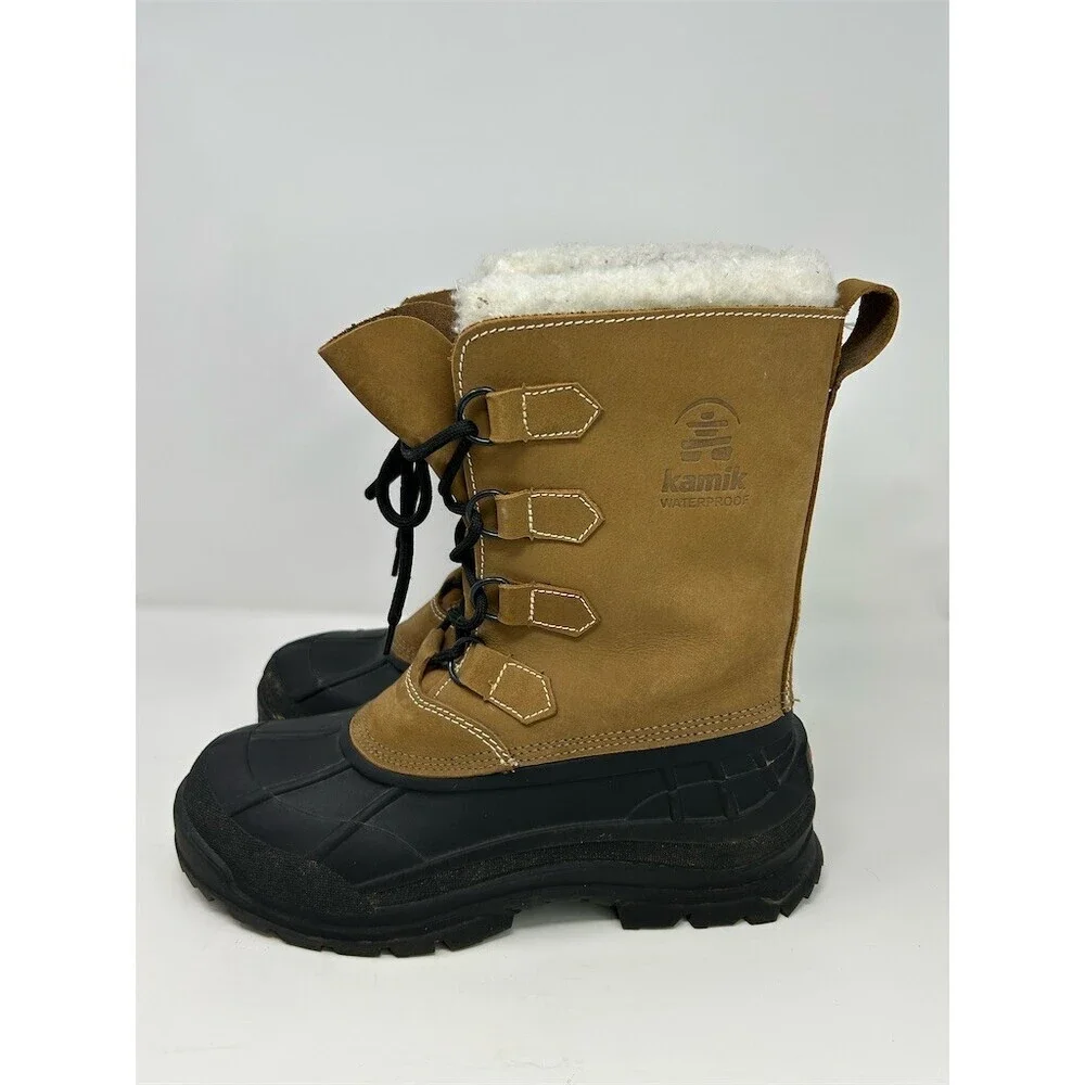 Kamik Alborg Men's Snow Boots Brown Waterproof Insulated Lace Up Winter Size 10